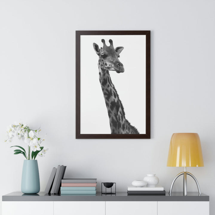 Giraffe Portrait in Black and White - Framed Print - Visiting This World