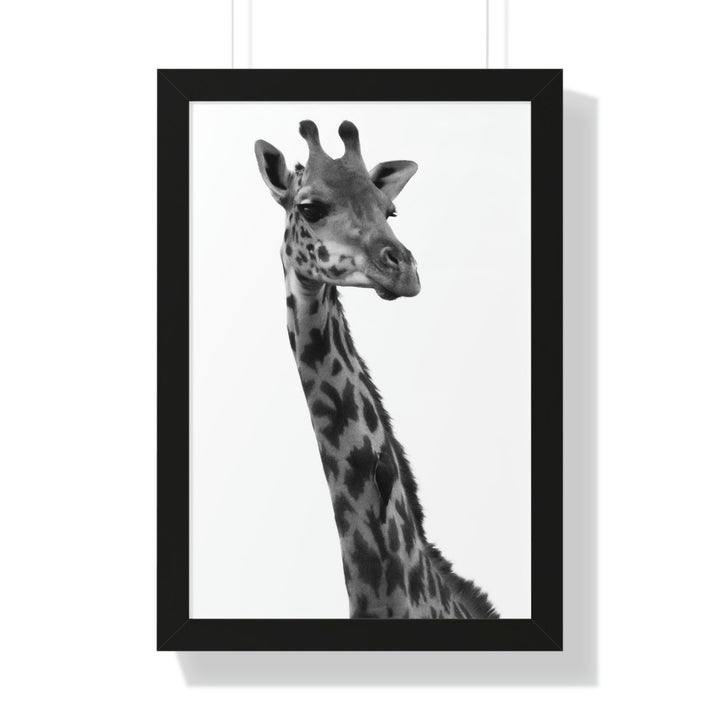 Giraffe Portrait in Black and White - Framed Print - Visiting This World