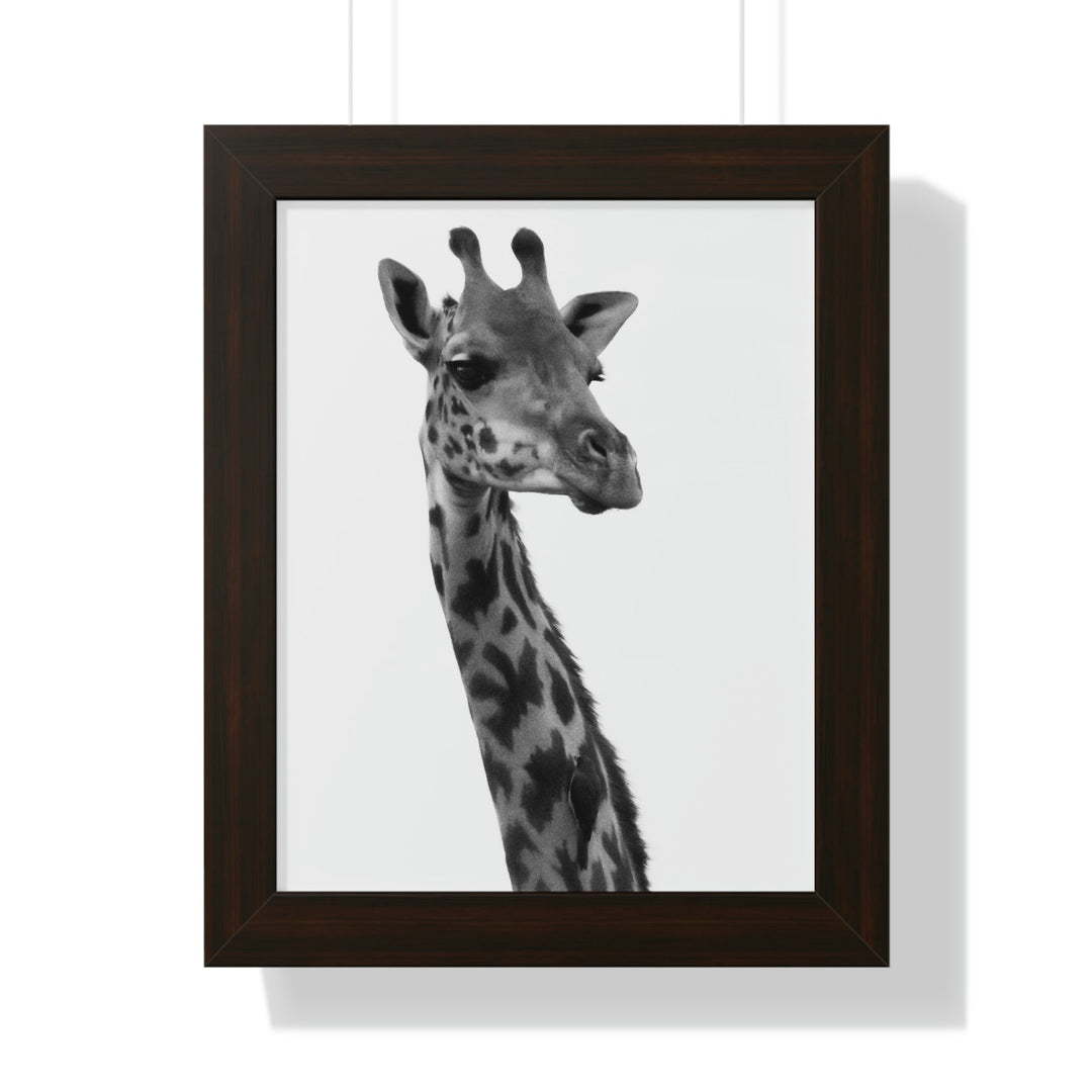 Giraffe Portrait in Black and White - Framed Print - Visiting This World