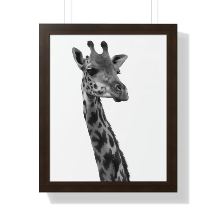 Giraffe Portrait in Black and White - Framed Print - Visiting This World