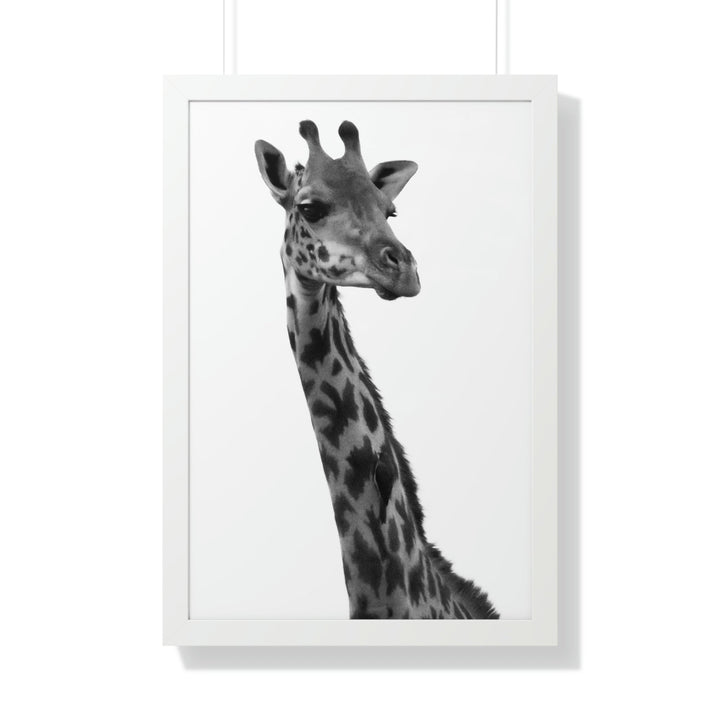 Giraffe Portrait in Black and White - Framed Print - Visiting This World