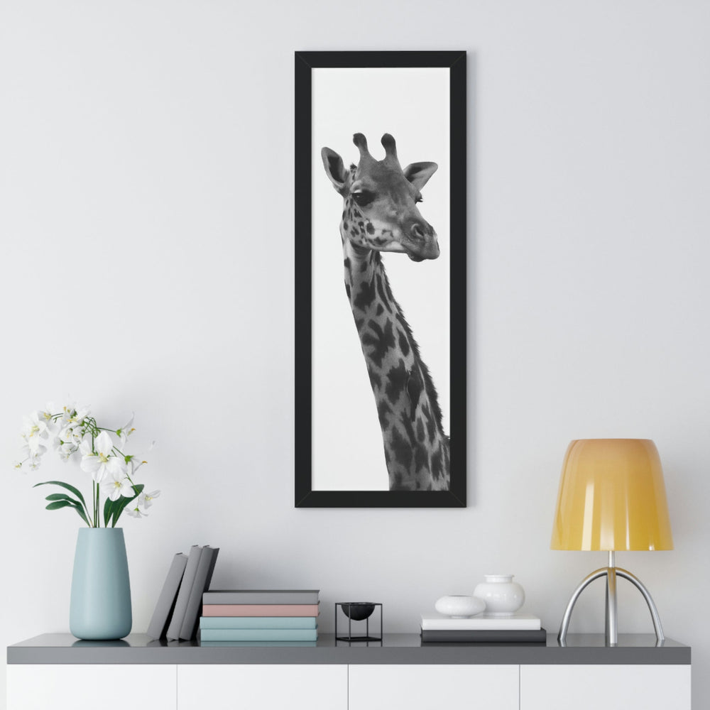 Giraffe Portrait in Black and White - Framed Print - Visiting This World