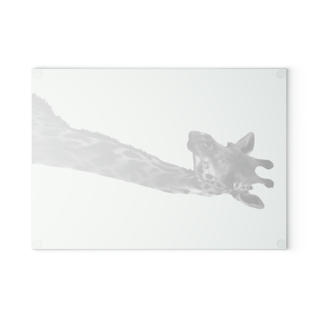 Giraffe Portrait in Black and White - Glass Cutting Board - Visiting This World