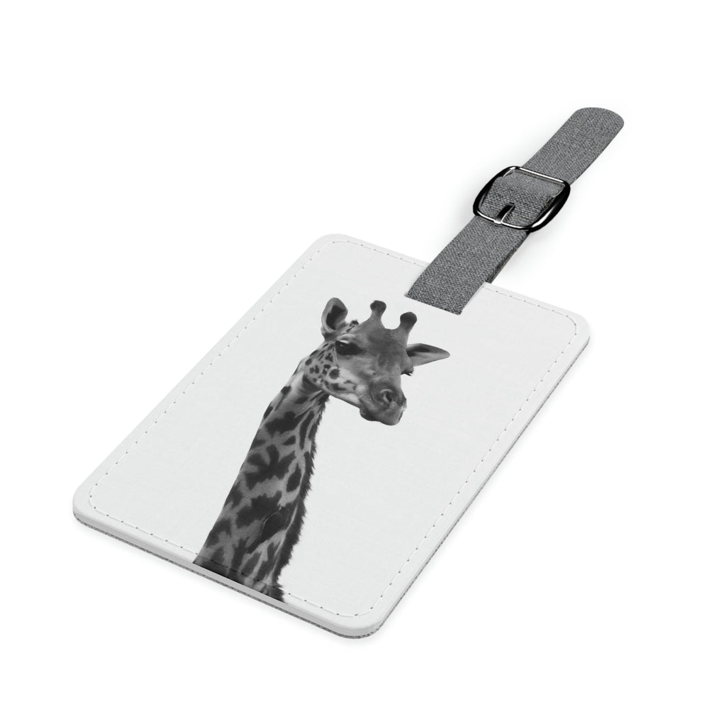 Giraffe Portrait in Black and White - Luggage Tag - Visiting This World