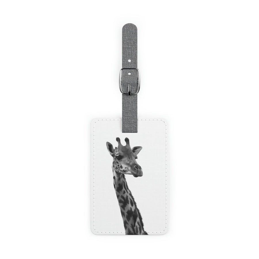 Giraffe Portrait in Black and White - Luggage Tag - Visiting This World