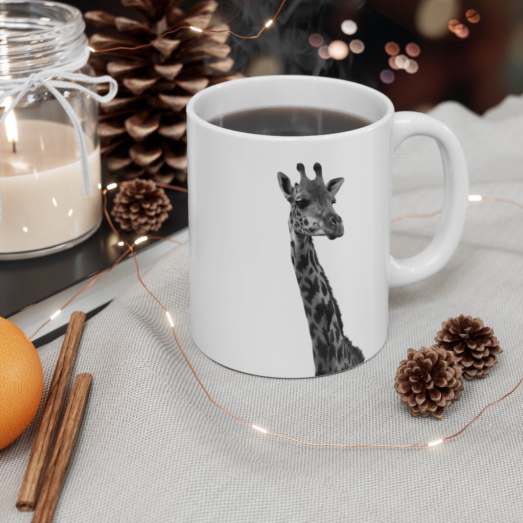 Giraffe Portrait in Black and White - Mug 11oz - Visiting This World