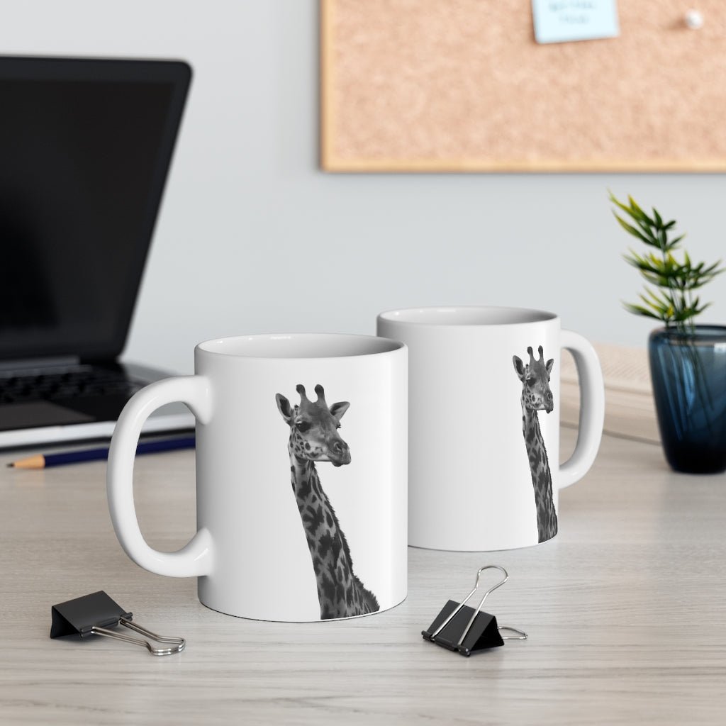 Giraffe Portrait in Black and White - Mug 11oz - Visiting This World