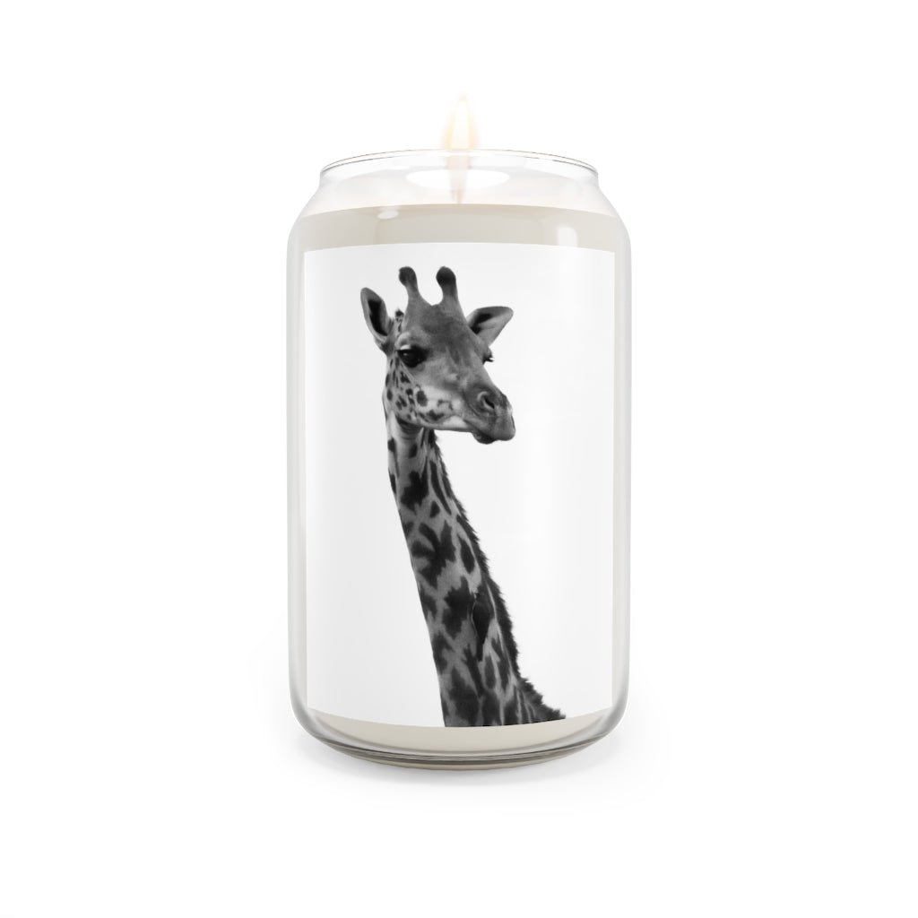 Giraffe Portrait in Black and White - Scented Candle, 13.75oz - Visiting This World