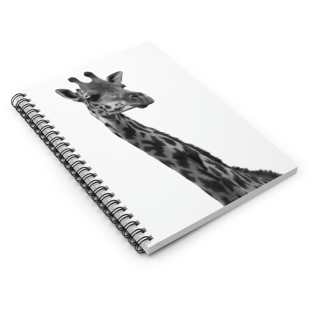 Giraffe Portrait in Black and White - Spiral Ruled Line Notebook - Visiting This World