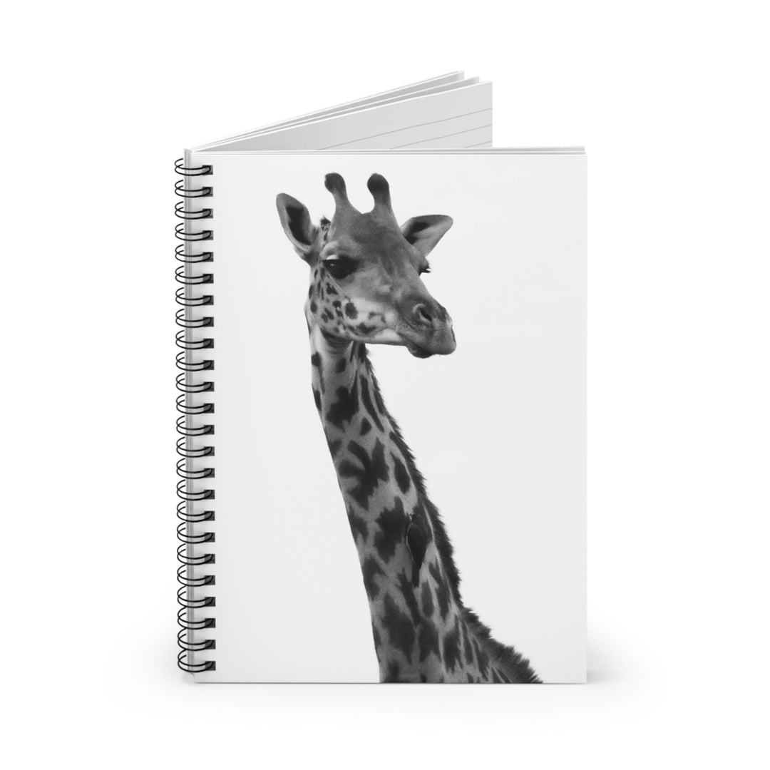 Giraffe Portrait in Black and White - Spiral Ruled Line Notebook - Visiting This World