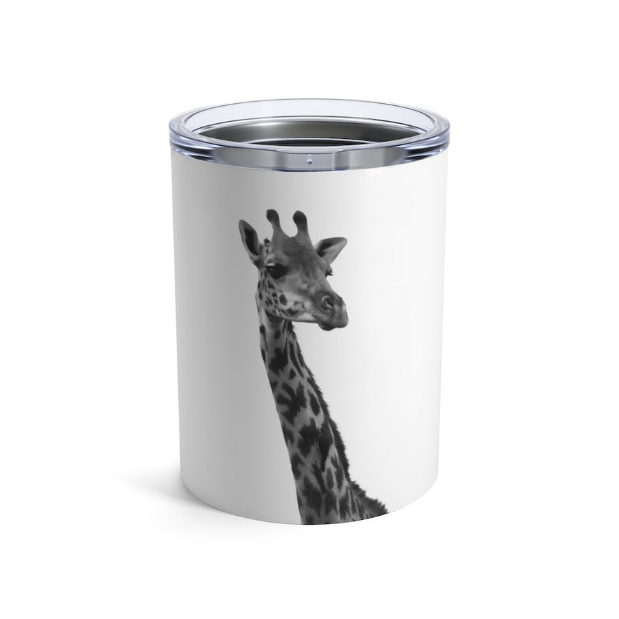 Giraffe Portrait in Black and White - Tumbler 10oz - Visiting This World