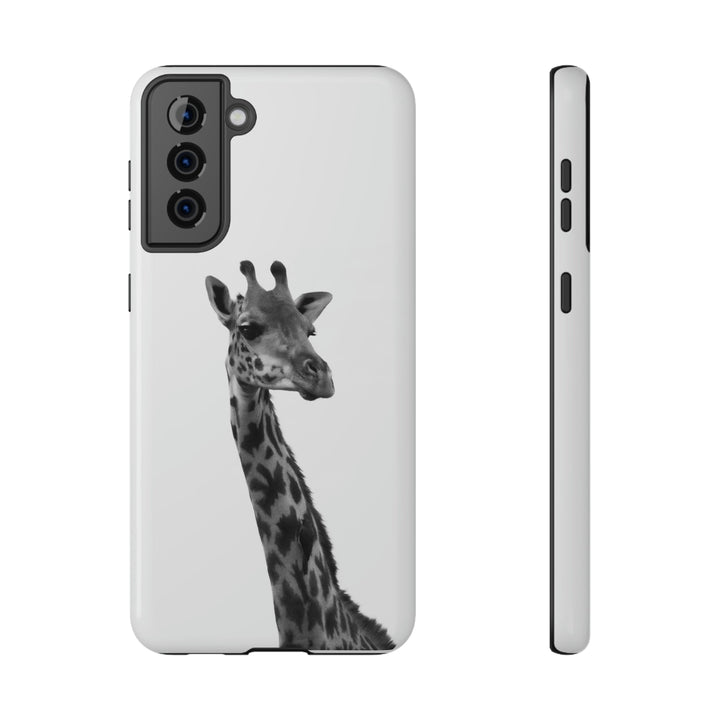 Giraffe Portrait in Black and White - White Matte Phone Case - Visiting This World