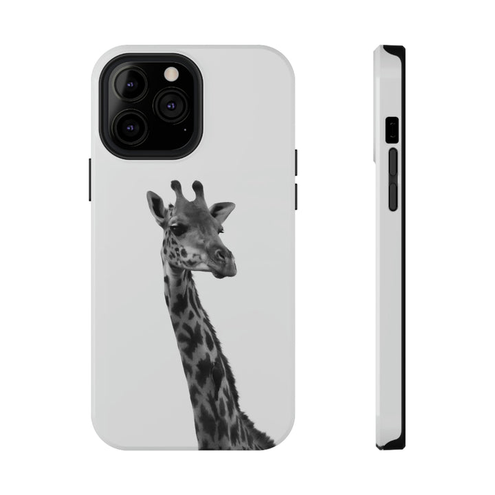 Giraffe Portrait in Black and White - White Matte Phone Case - Visiting This World