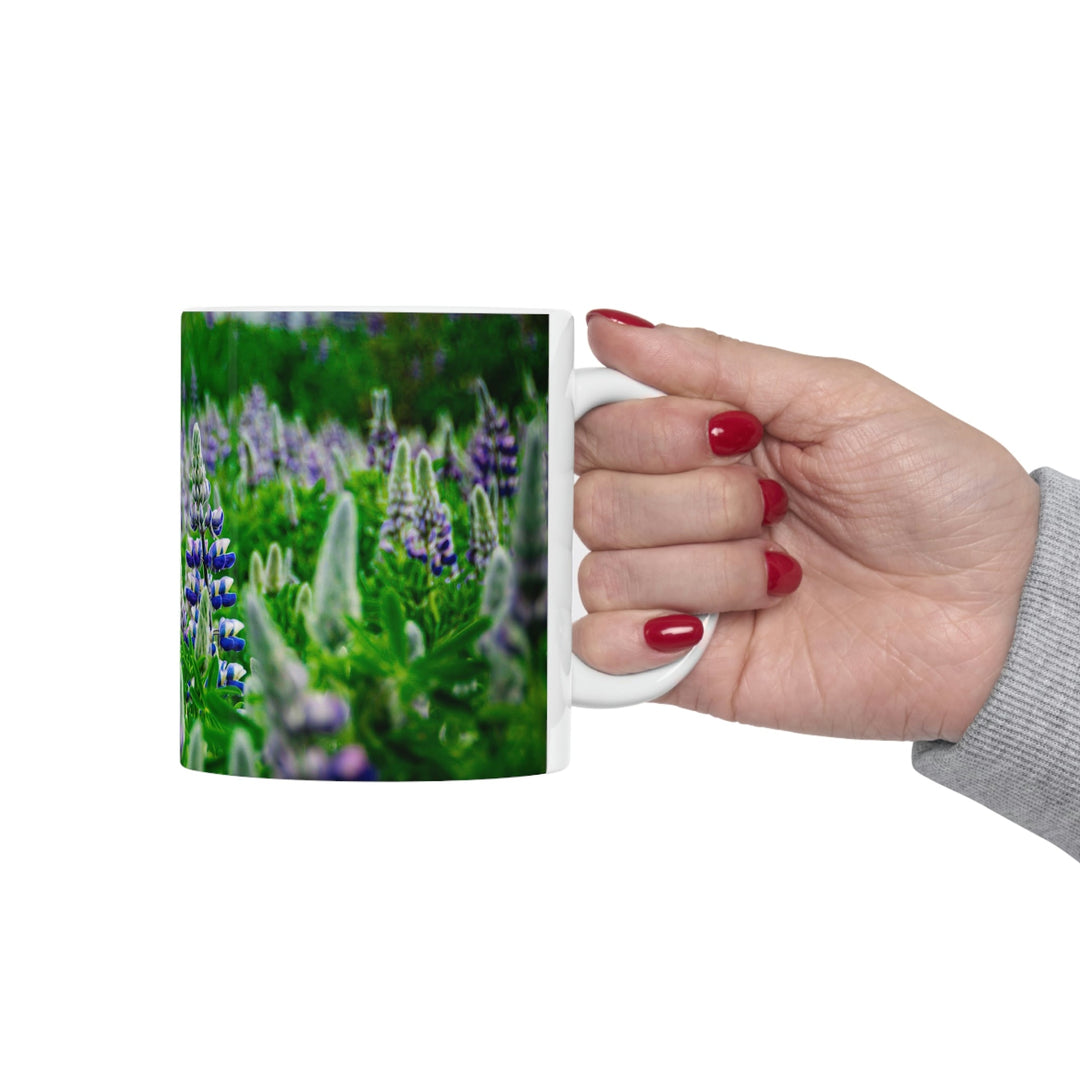 Glowing Lupin with Mountains - Ceramic Mug 11oz - Visiting This World