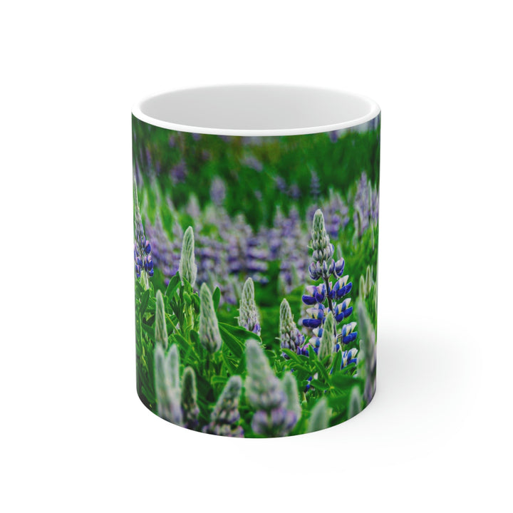 Glowing Lupin with Mountains - Ceramic Mug 11oz - Visiting This World