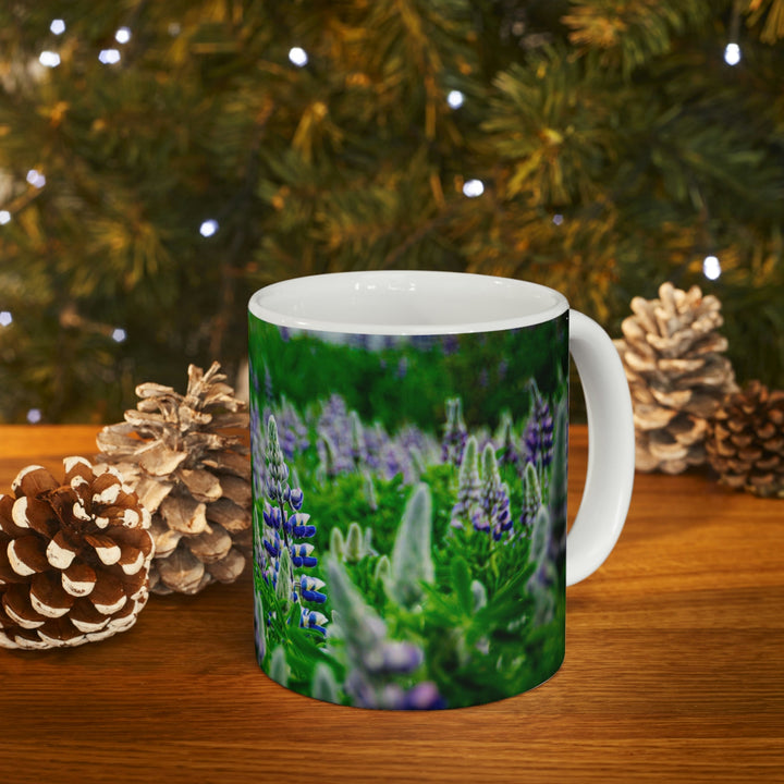 Glowing Lupin with Mountains - Ceramic Mug 11oz - Visiting This World