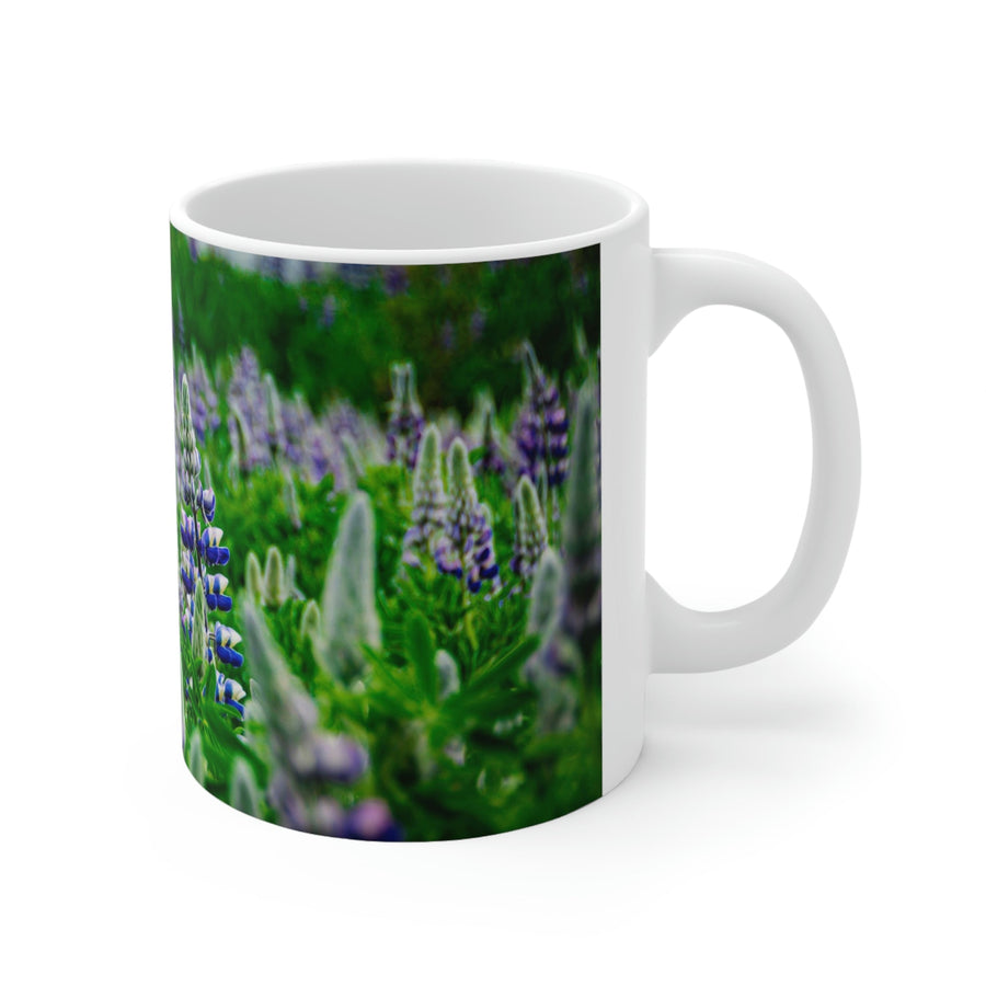 Glowing Lupin with Mountains - Ceramic Mug 11oz - Visiting This World