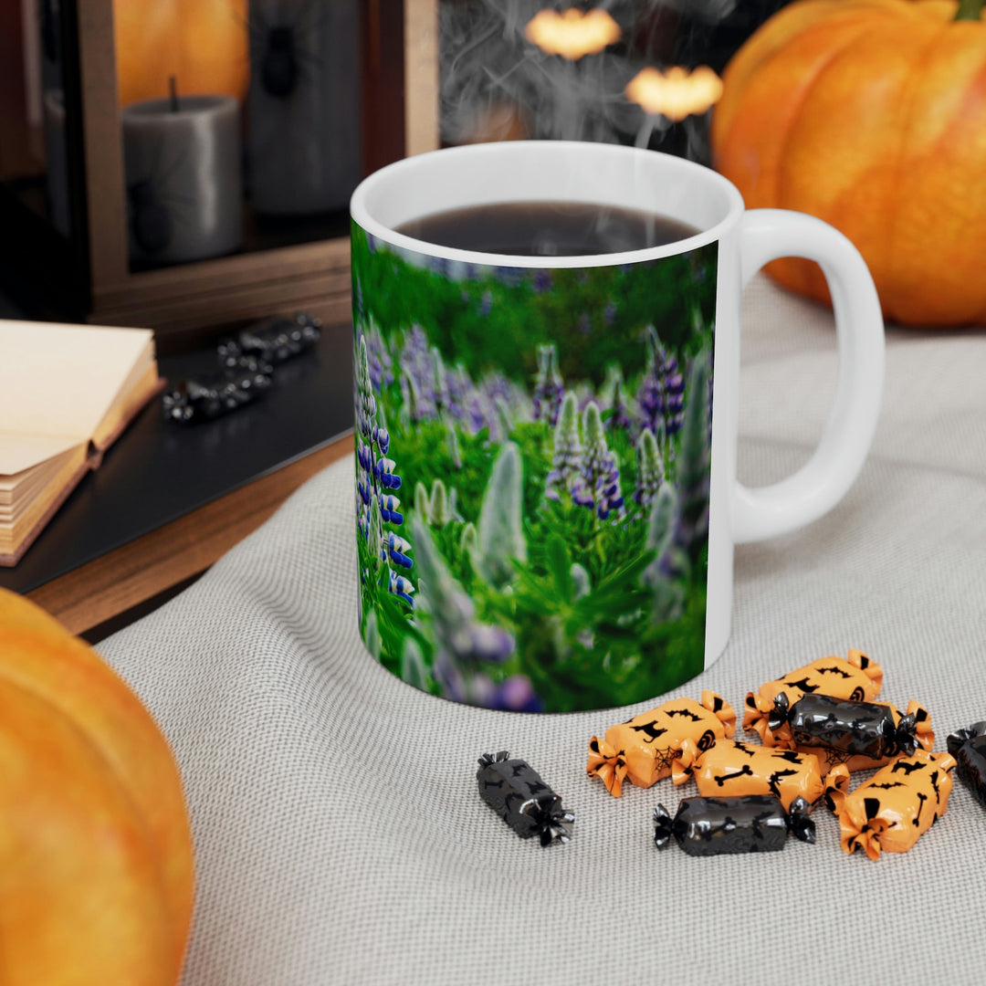 Glowing Lupin with Mountains - Ceramic Mug 11oz - Visiting This World