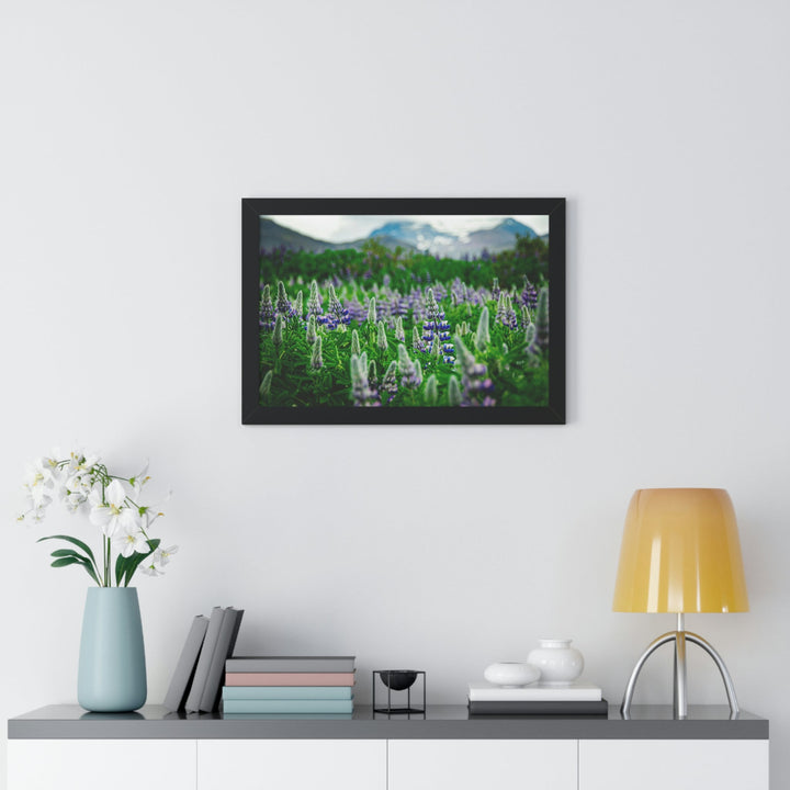 Glowing Lupin with Mountains - Framed Print - Visiting This World