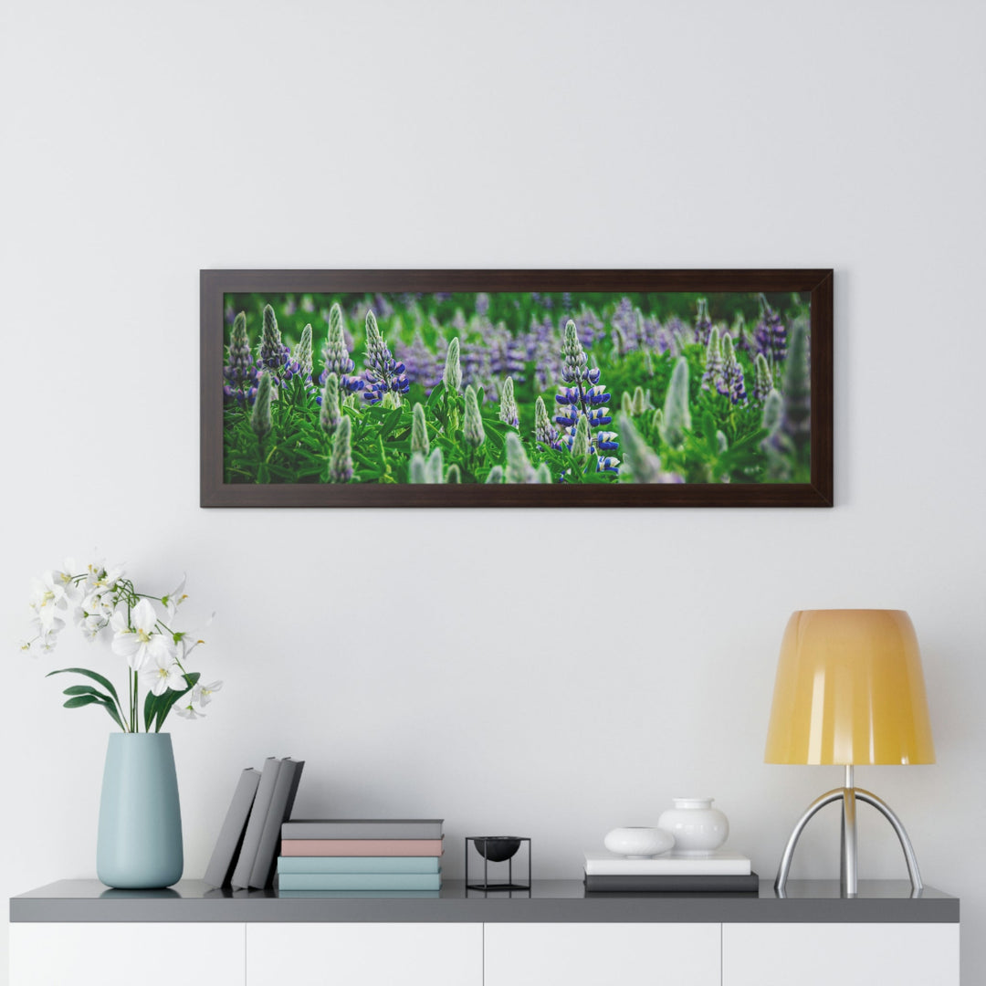 Glowing Lupin with Mountains - Framed Print - Visiting This World