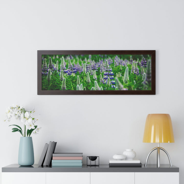 Glowing Lupin with Mountains - Framed Print - Visiting This World