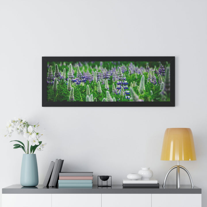 Glowing Lupin with Mountains - Framed Print - Visiting This World