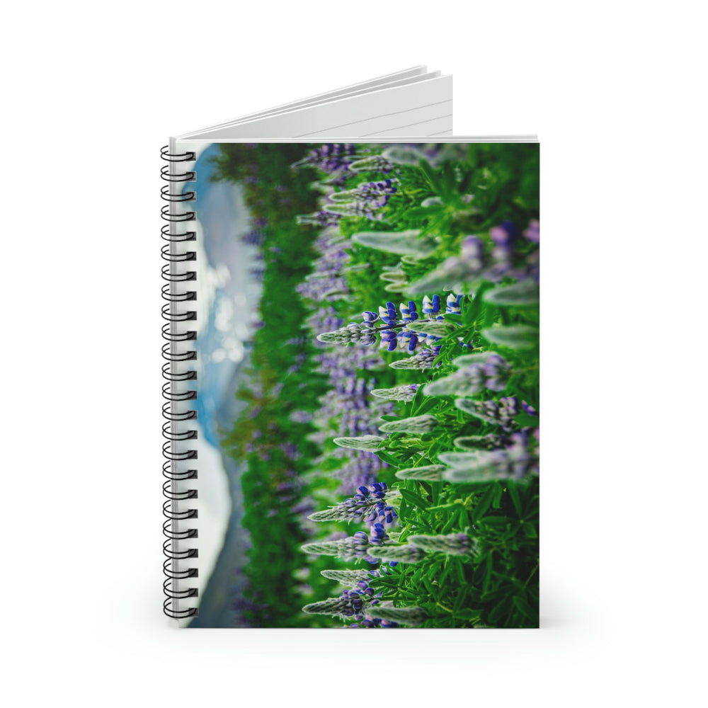 Glowing Lupin with Mountains - Spiral Ruled Line Notebook - Visiting This World