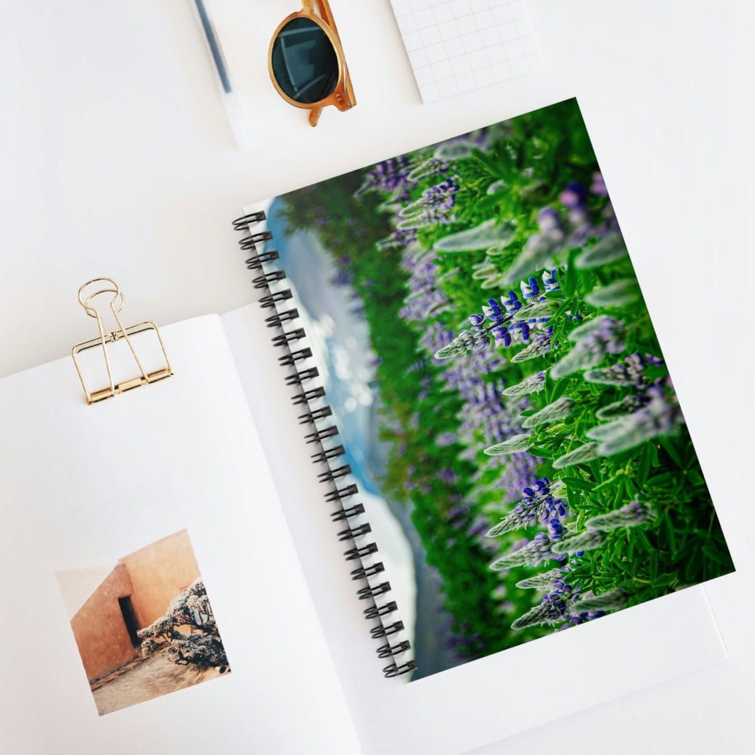 Glowing Lupin with Mountains - Spiral Ruled Line Notebook - Visiting This World