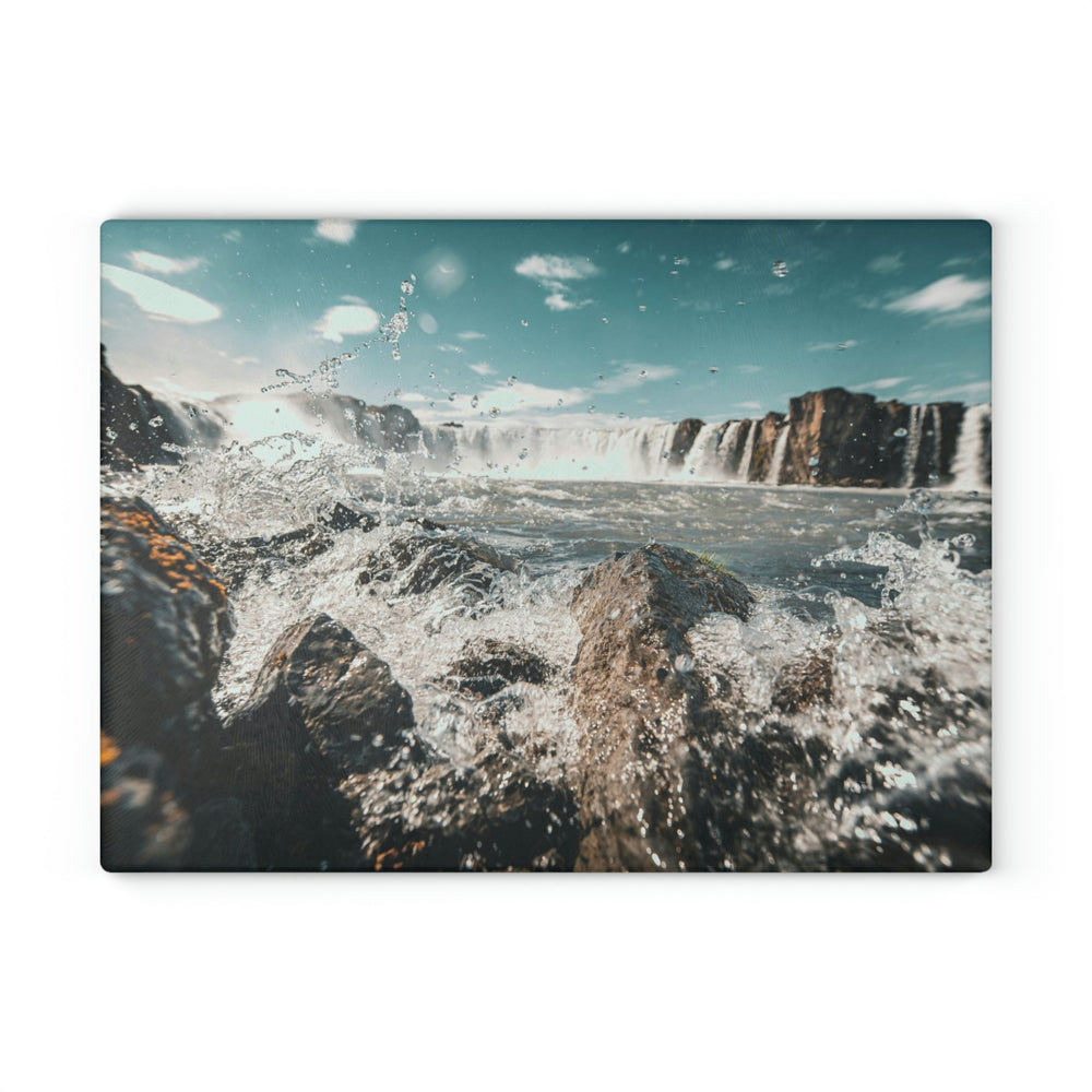 Goðafoss Splash - Glass Cutting Board - Visiting This World