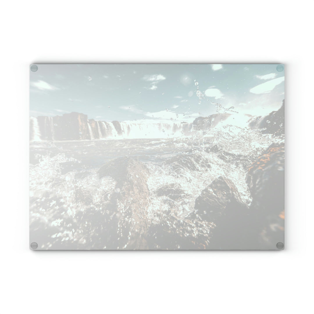 Goðafoss Splash - Glass Cutting Board - Visiting This World