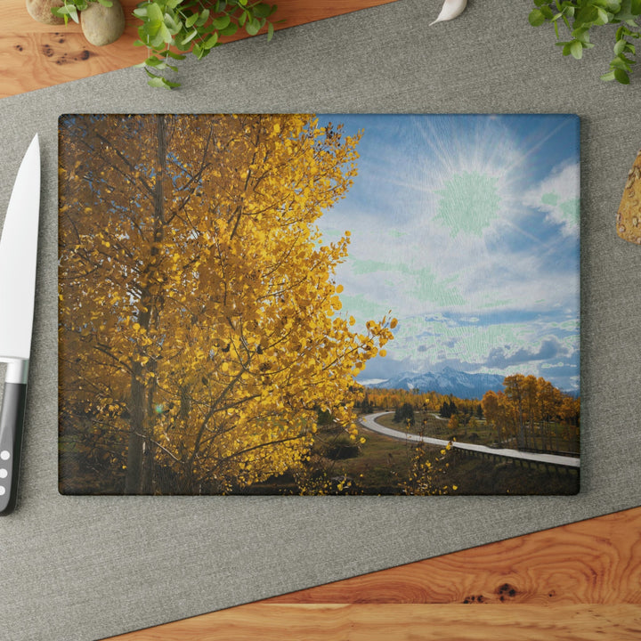 Golden Sunshine - Glass Cutting Board - Visiting This World