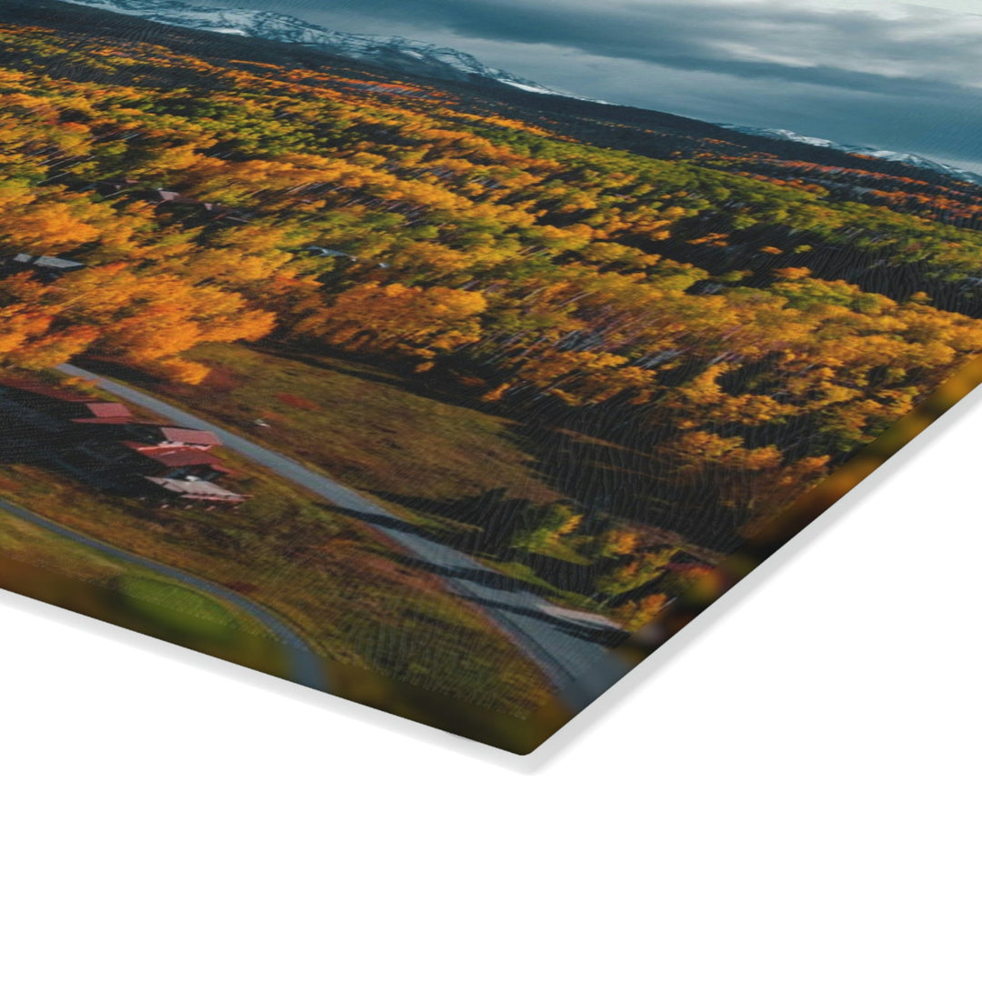 Golds of Autumn - Glass Cutting Board - Visiting This World