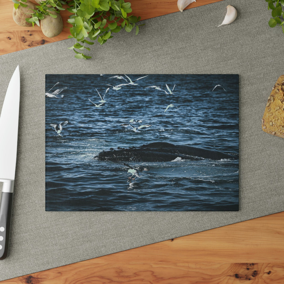 Humpback Hello - Glass Cutting Board - Visiting This World