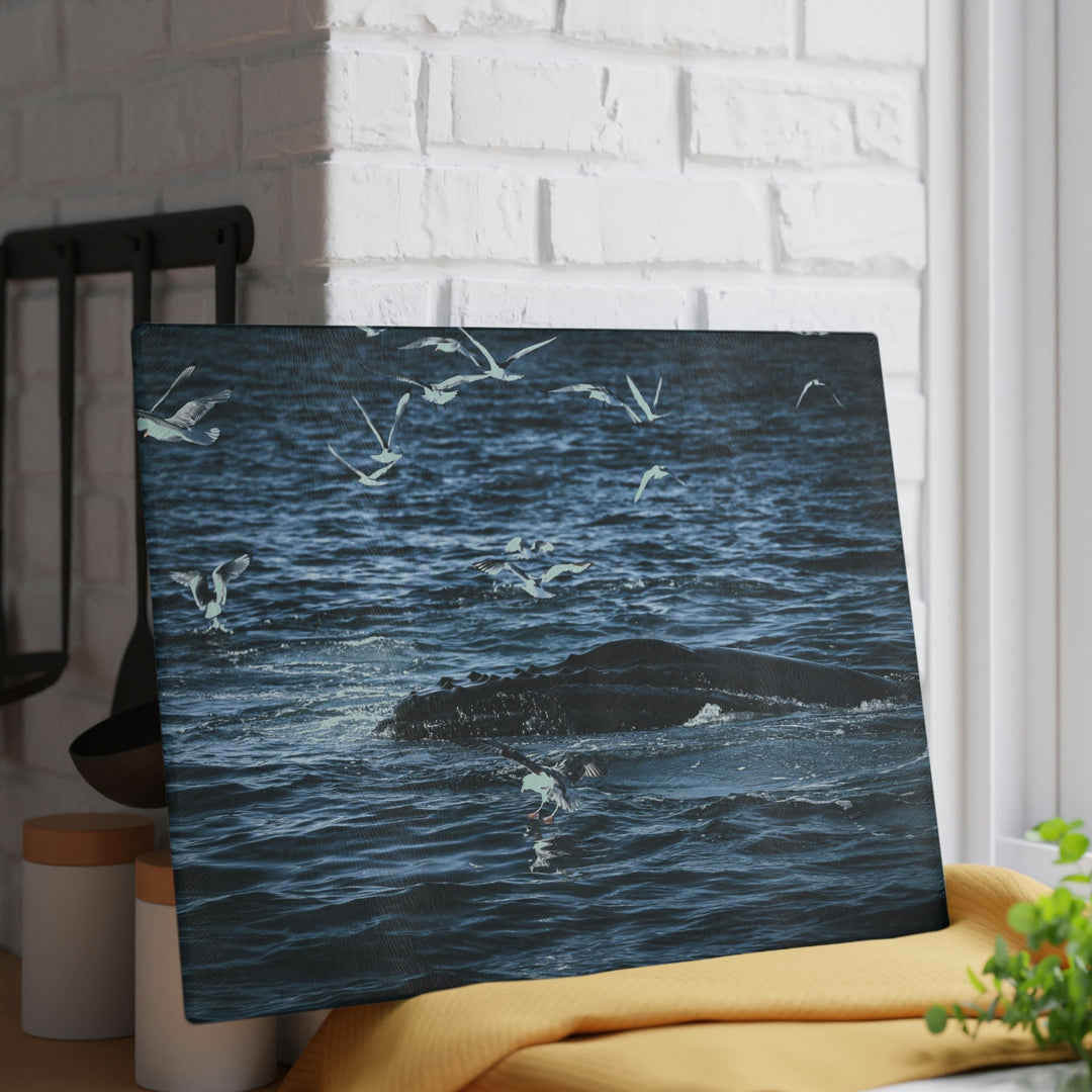 Humpback Hello - Glass Cutting Board - Visiting This World