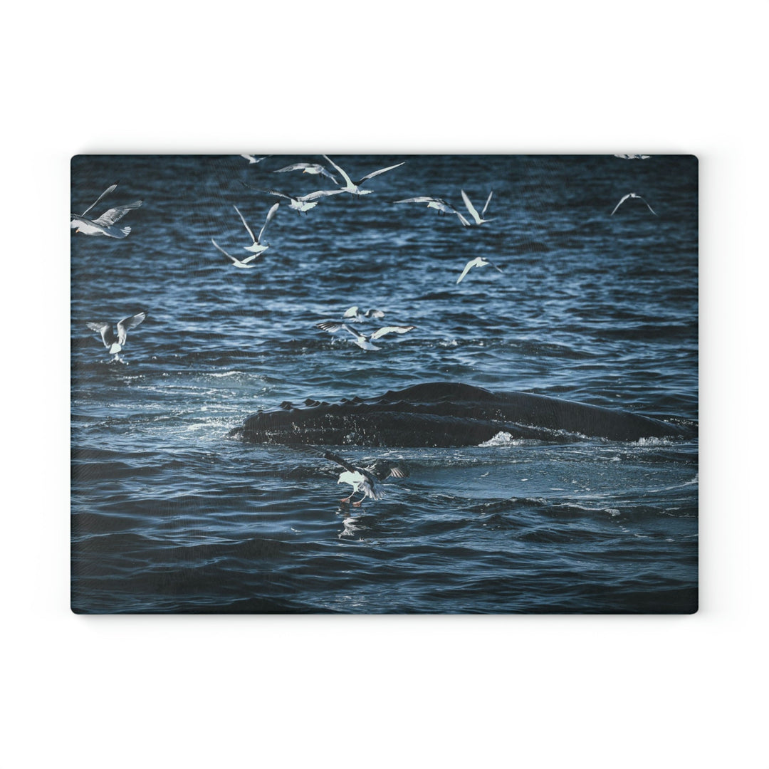 Humpback Hello - Glass Cutting Board - Visiting This World