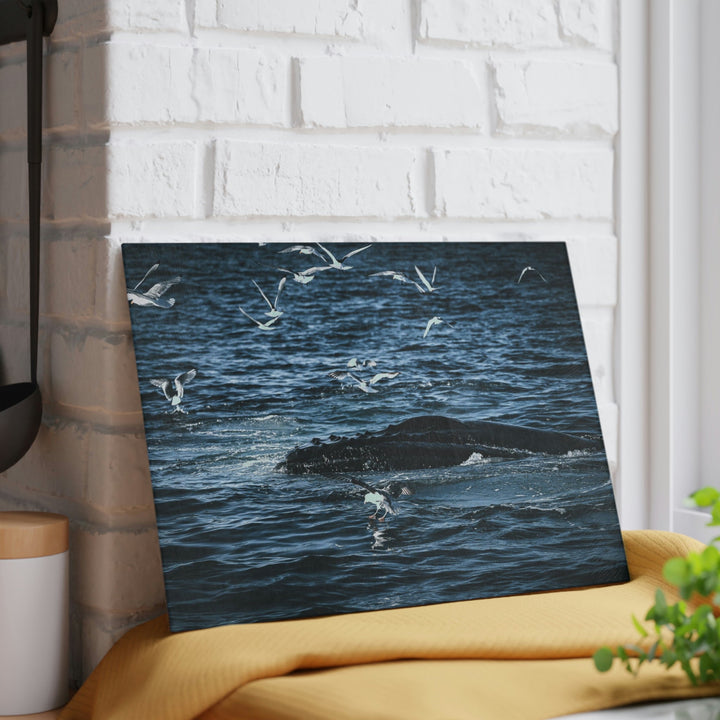 Humpback Hello - Glass Cutting Board - Visiting This World