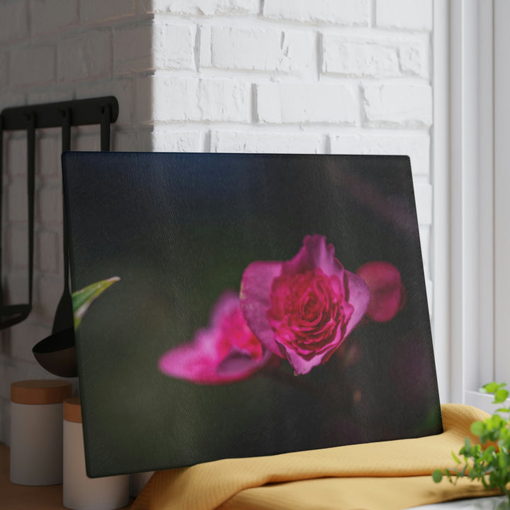 Hybrid Tea Rose - Glass Cutting Board - Visiting This World