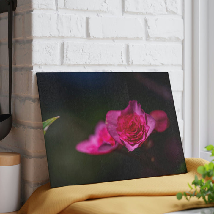 Hybrid Tea Rose - Glass Cutting Board - Visiting This World