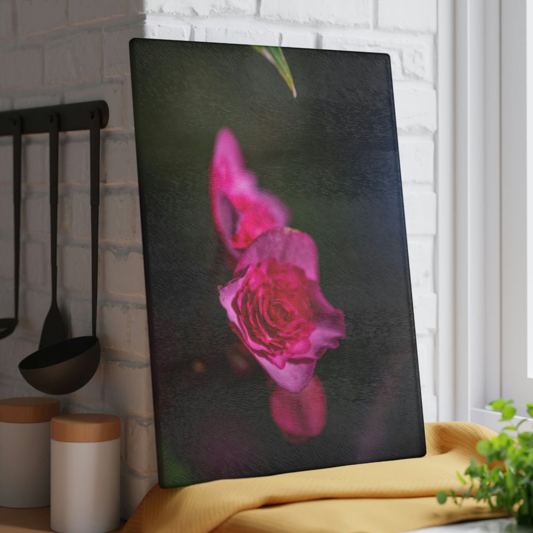 Hybrid Tea Rose - Glass Cutting Board - Visiting This World