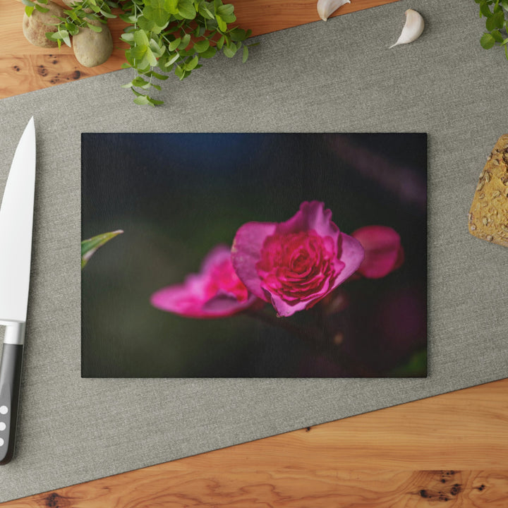 Hybrid Tea Rose - Glass Cutting Board - Visiting This World