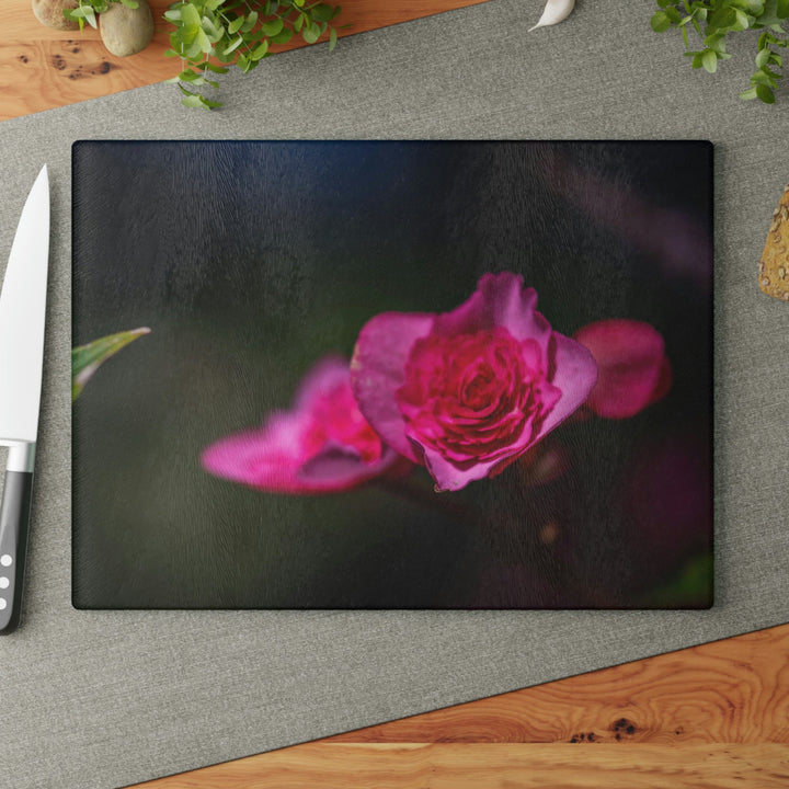 Hybrid Tea Rose - Glass Cutting Board - Visiting This World