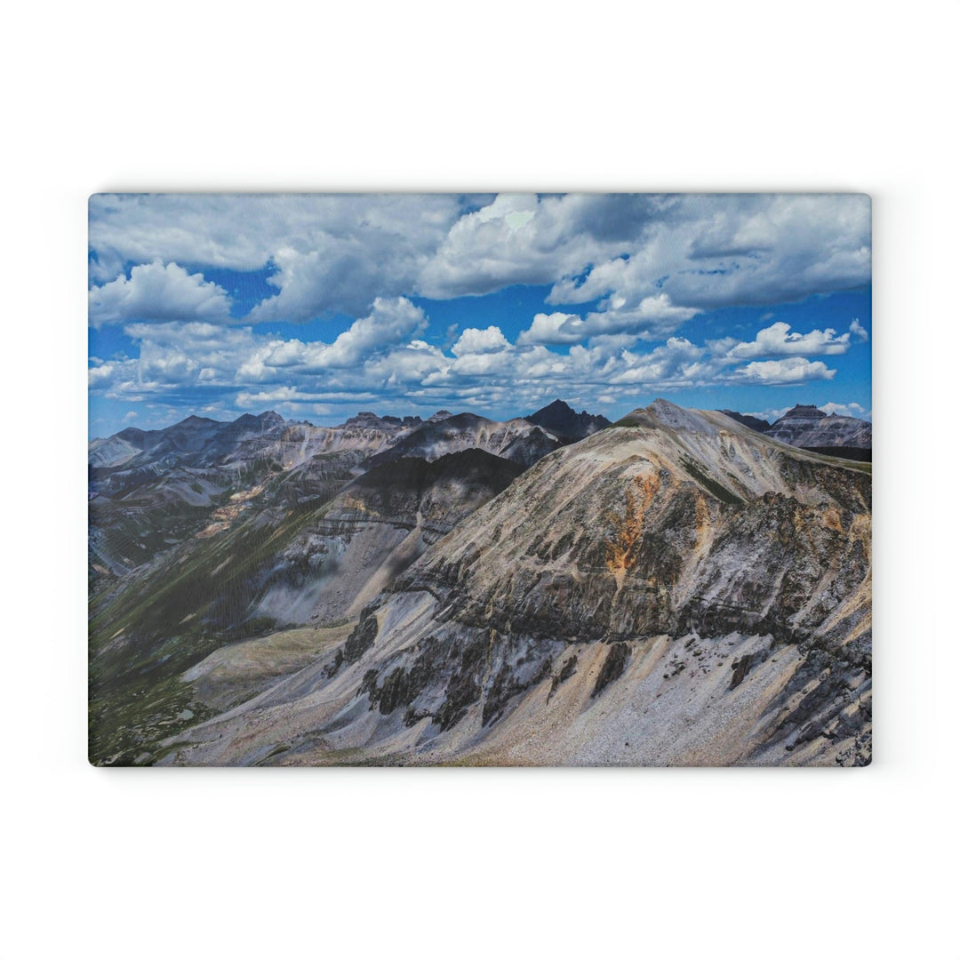 Imogene Pass From the Air - Glass Cutting Board - Visiting This World