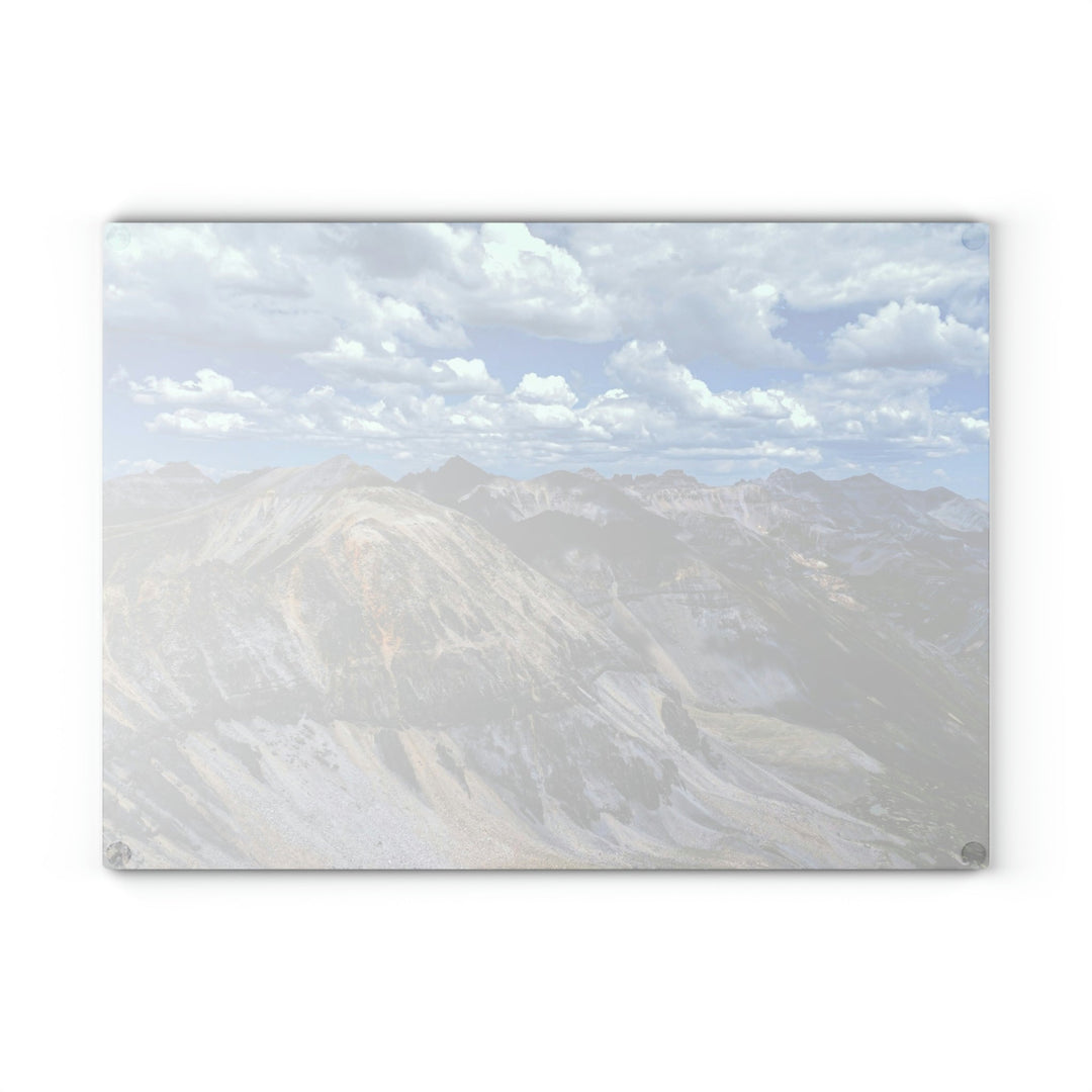 Imogene Pass From the Air - Glass Cutting Board - Visiting This World