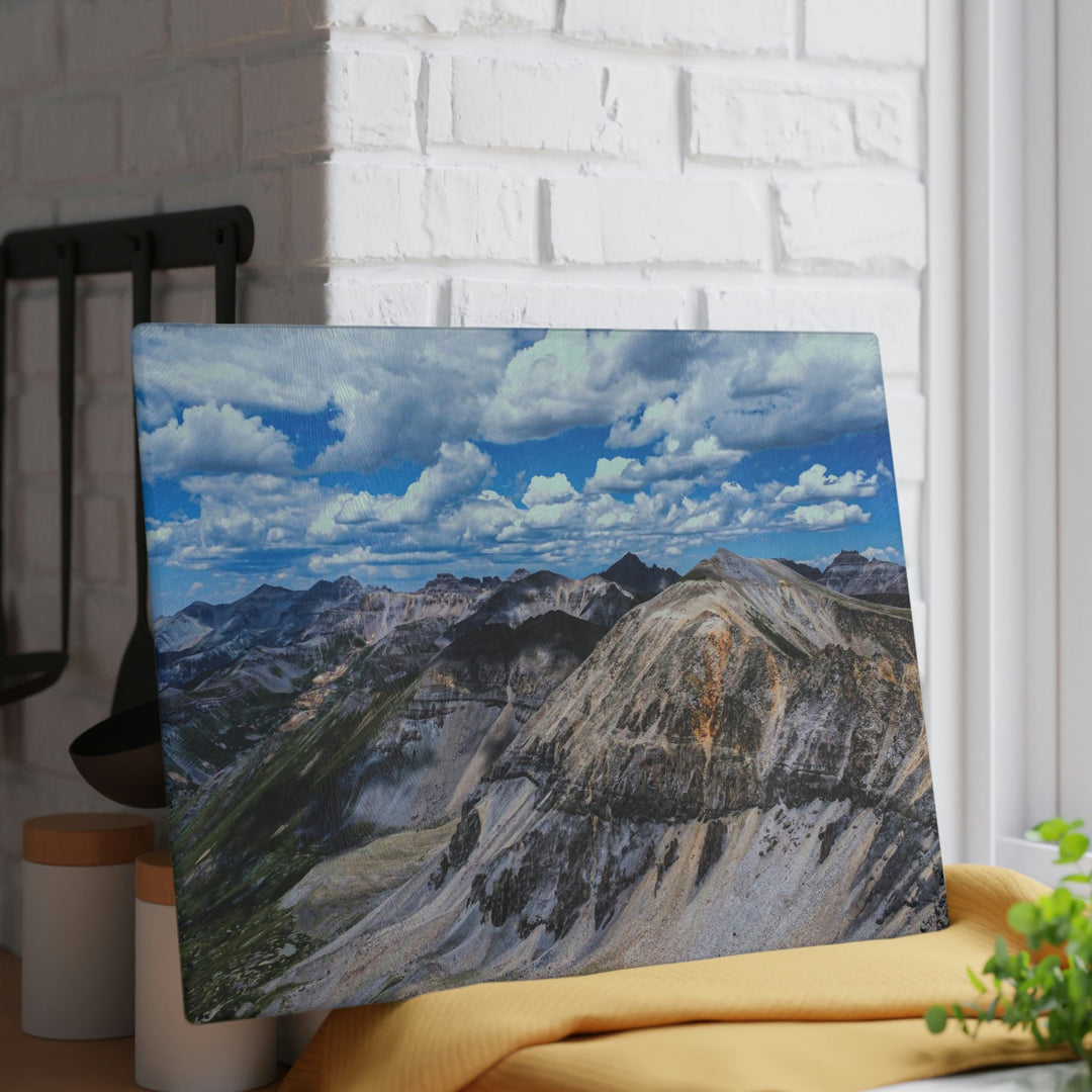 Imogene Pass From the Air - Glass Cutting Board - Visiting This World