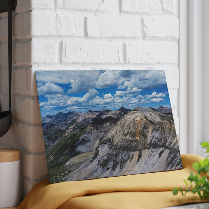 Imogene Pass From the Air - Glass Cutting Board - Visiting This World