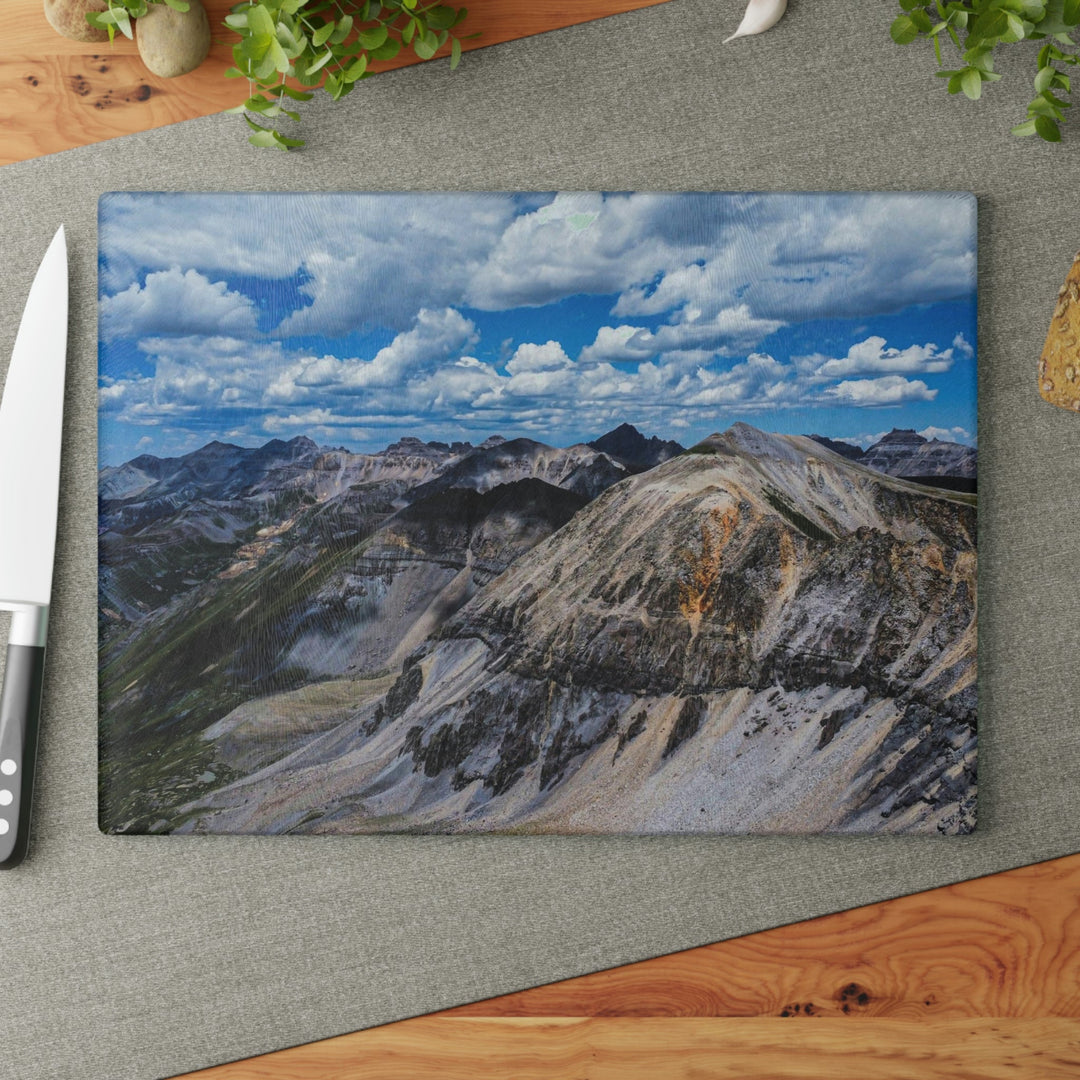 Imogene Pass From the Air - Glass Cutting Board - Visiting This World