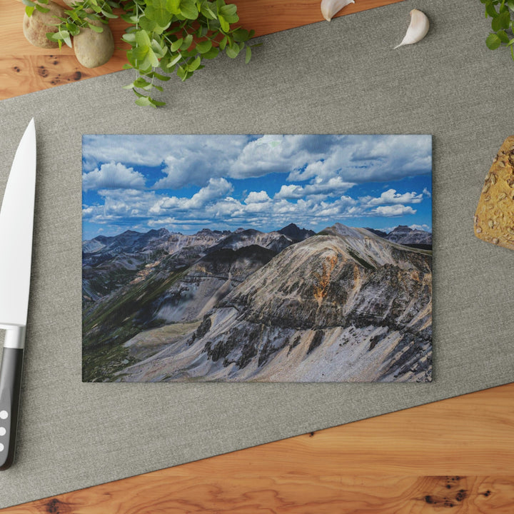 Imogene Pass From the Air - Glass Cutting Board - Visiting This World