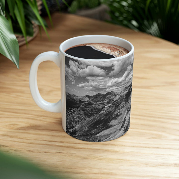 Imogene Pass From the Air in Black and White - Ceramic Mug 11oz - Visiting This World