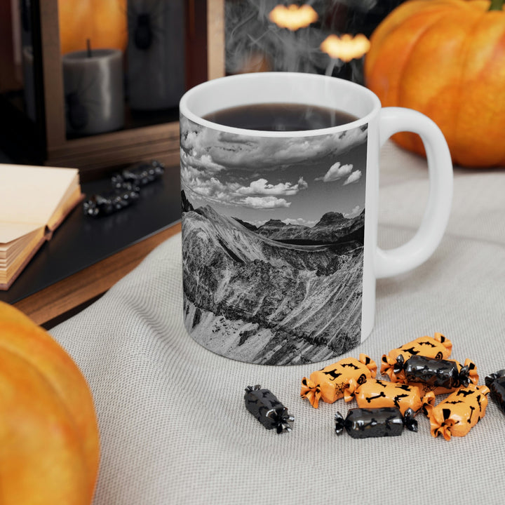 Imogene Pass From the Air in Black and White - Ceramic Mug 11oz - Visiting This World