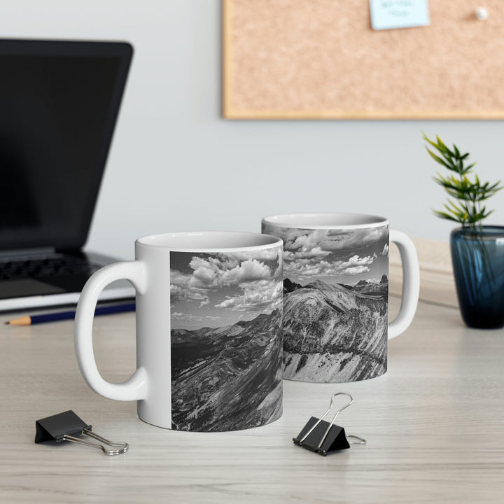 Imogene Pass From the Air in Black and White - Ceramic Mug 11oz - Visiting This World